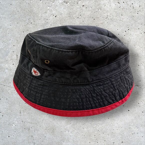 Vintage Kansas City Chiefs Bucket Hat Logo Athletic NFL Black Red OS - Picture 2 of 5